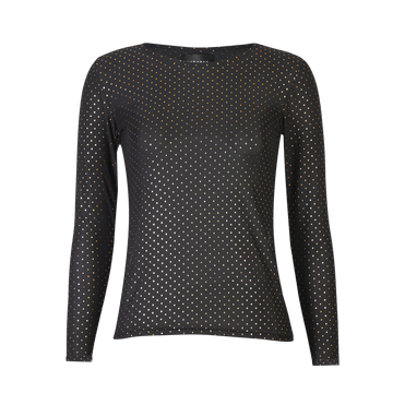 Liberté - Mesh LS Sparkle T-shirt, 22134 - Black Gold Dot