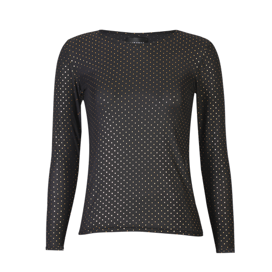 Liberté - Mesh LS Sparkle T-shirt, 22134 - Black Gold Dot