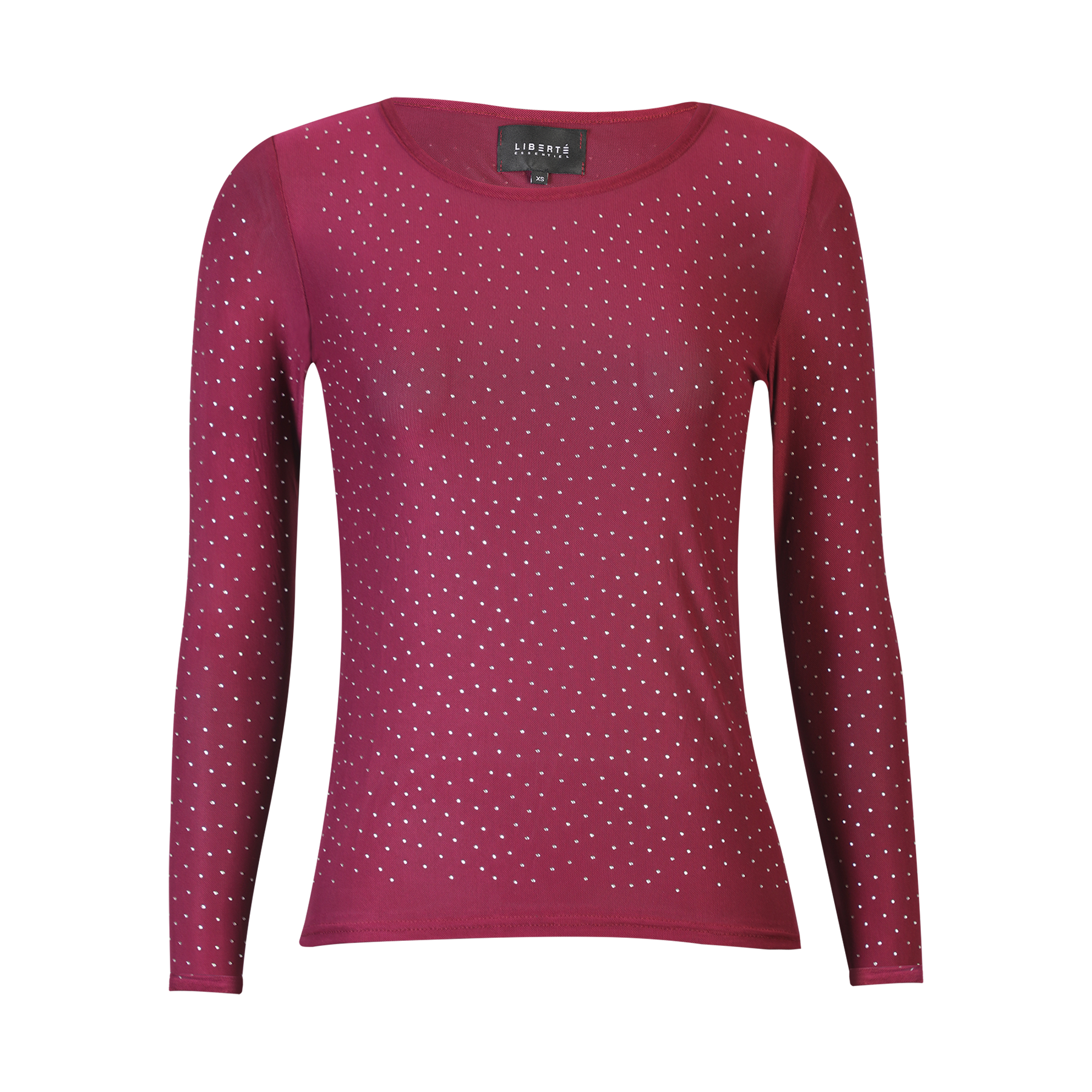 Liberté - Mesh LS Sparkle T-shirt, 22134 - Bordeaux Diamond Dot