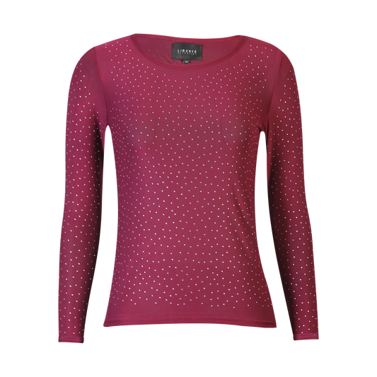 Liberté - Mesh LS Sparkle T-shirt, 22134 - Bordeaux Diamond Dot