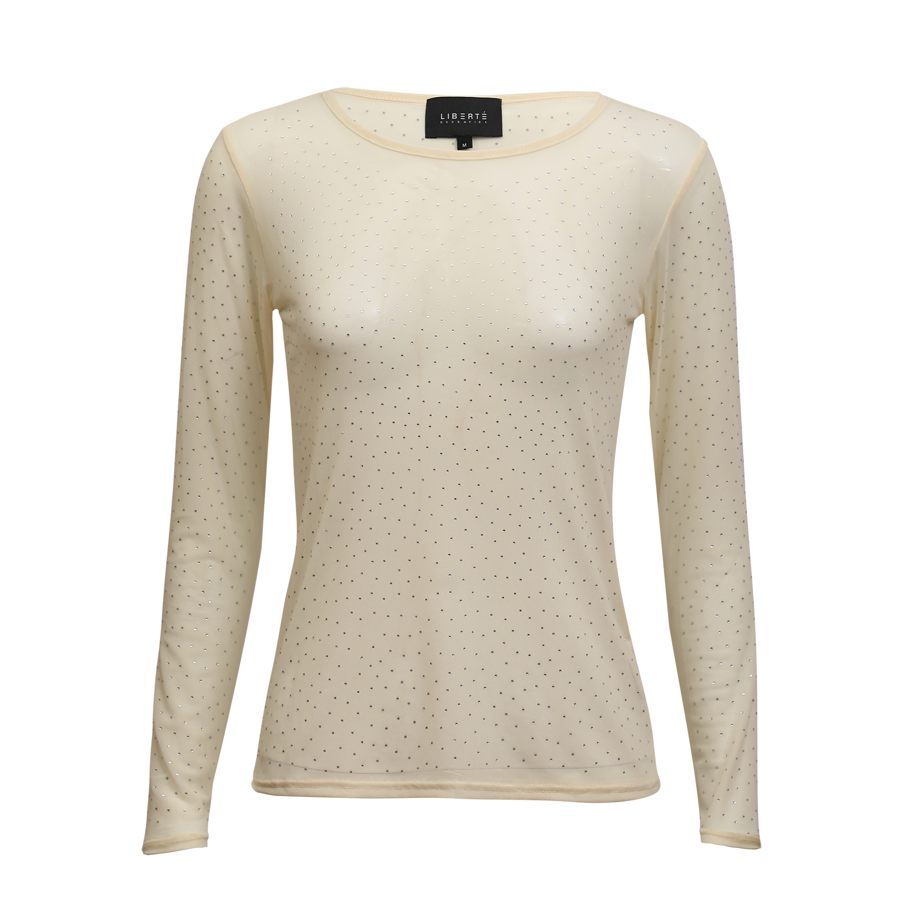 Liberté - Mesh LS Sparkle T-shirt, 22134 - Creme Diamond Dot