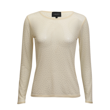 Liberté - Mesh LS Sparkle T-shirt, 22134 - Creme Diamond Dot