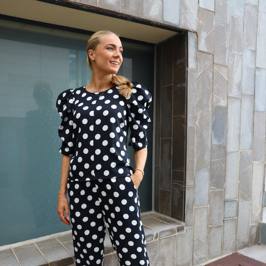 Liberté - Winnie Blouse, 22140 - Black White Big Dot