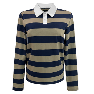 Liberté - Polo LS Shirt, 22145 - Army Navy Stripe