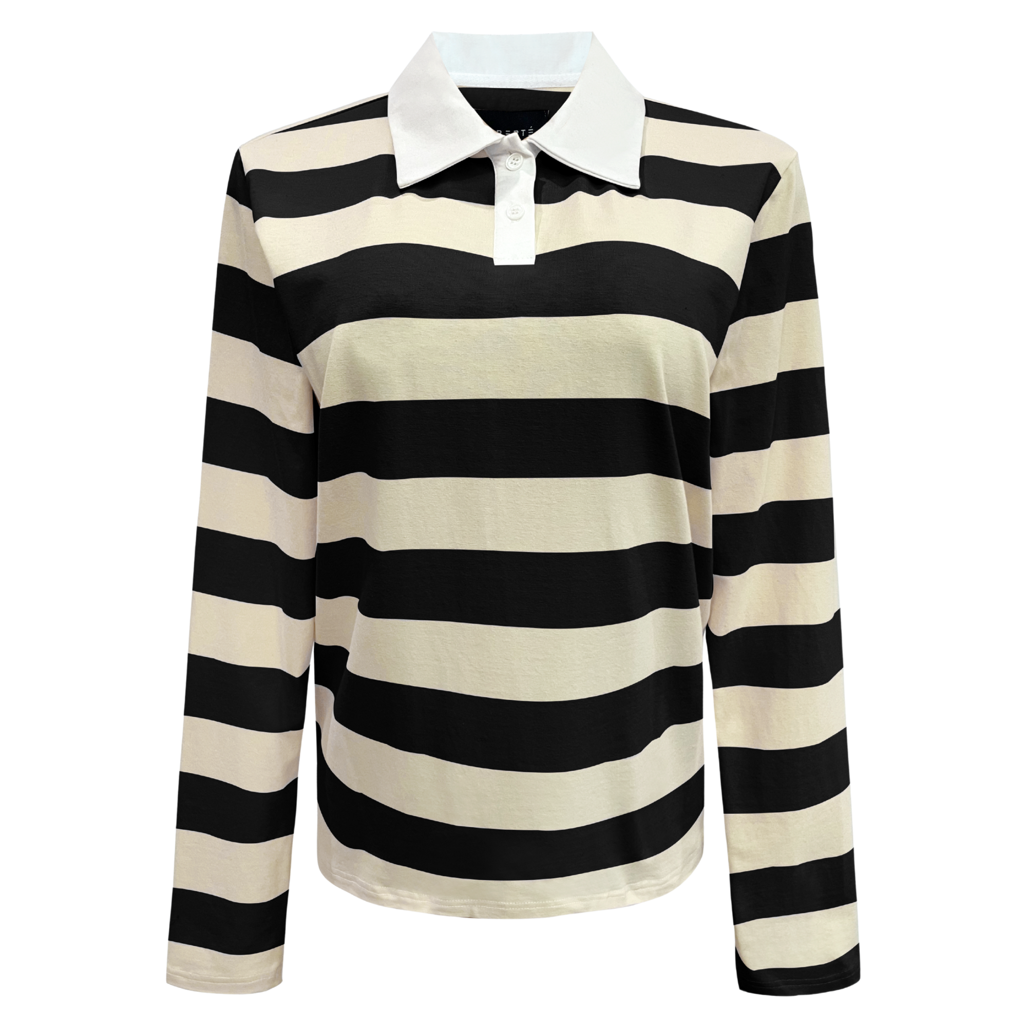 Liberté - Polo LS Shirt, 22145 - Creamy Black Stripe
