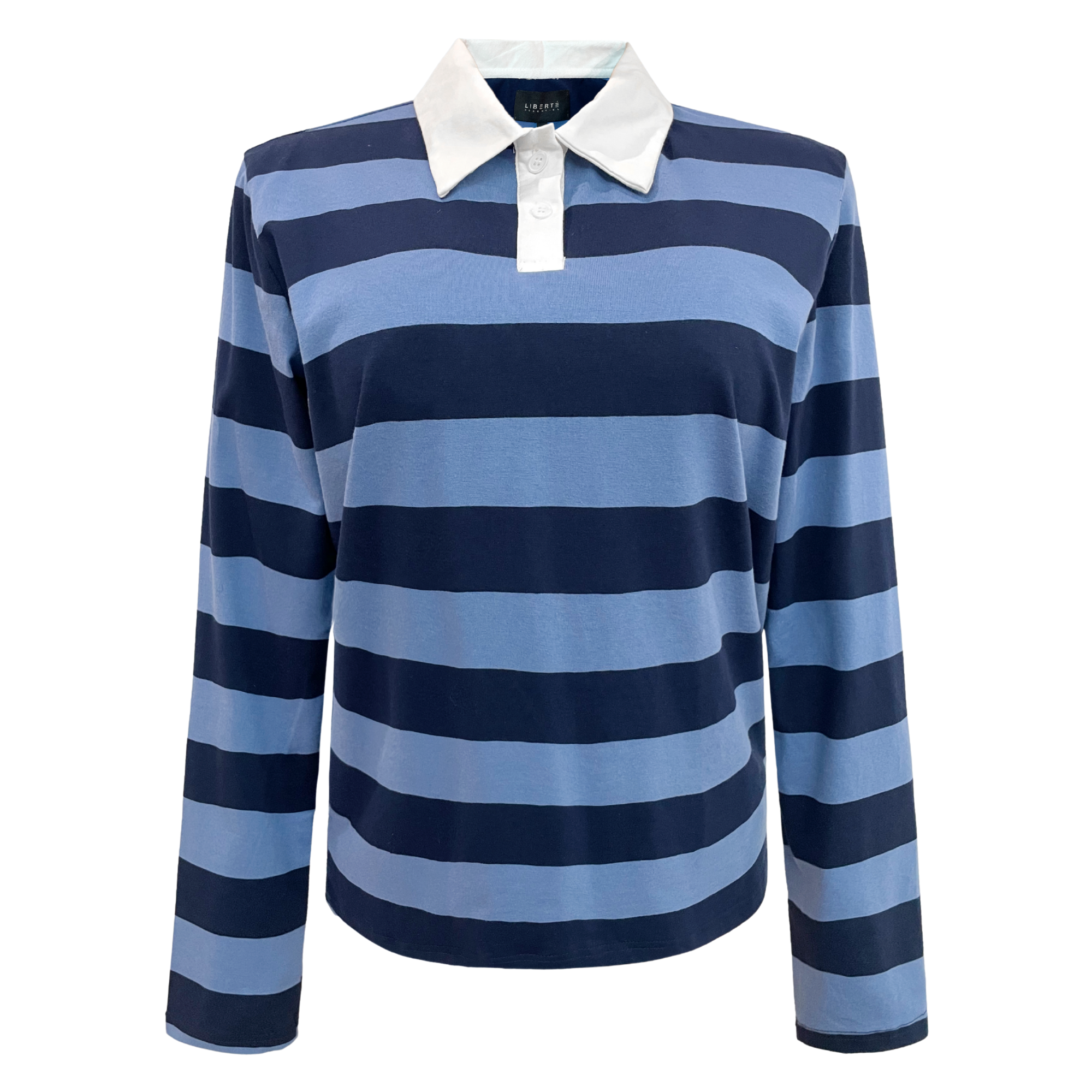 Liberté - Polo LS Shirt, 22145 - Navy Blue Stripe