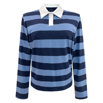 Liberté - Polo LS Shirt, 22145 - Navy Blue Stripe