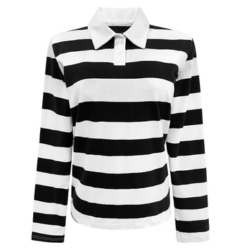 Liberté - Polo LS Shirt, 22145 - Black Creme Stripe
