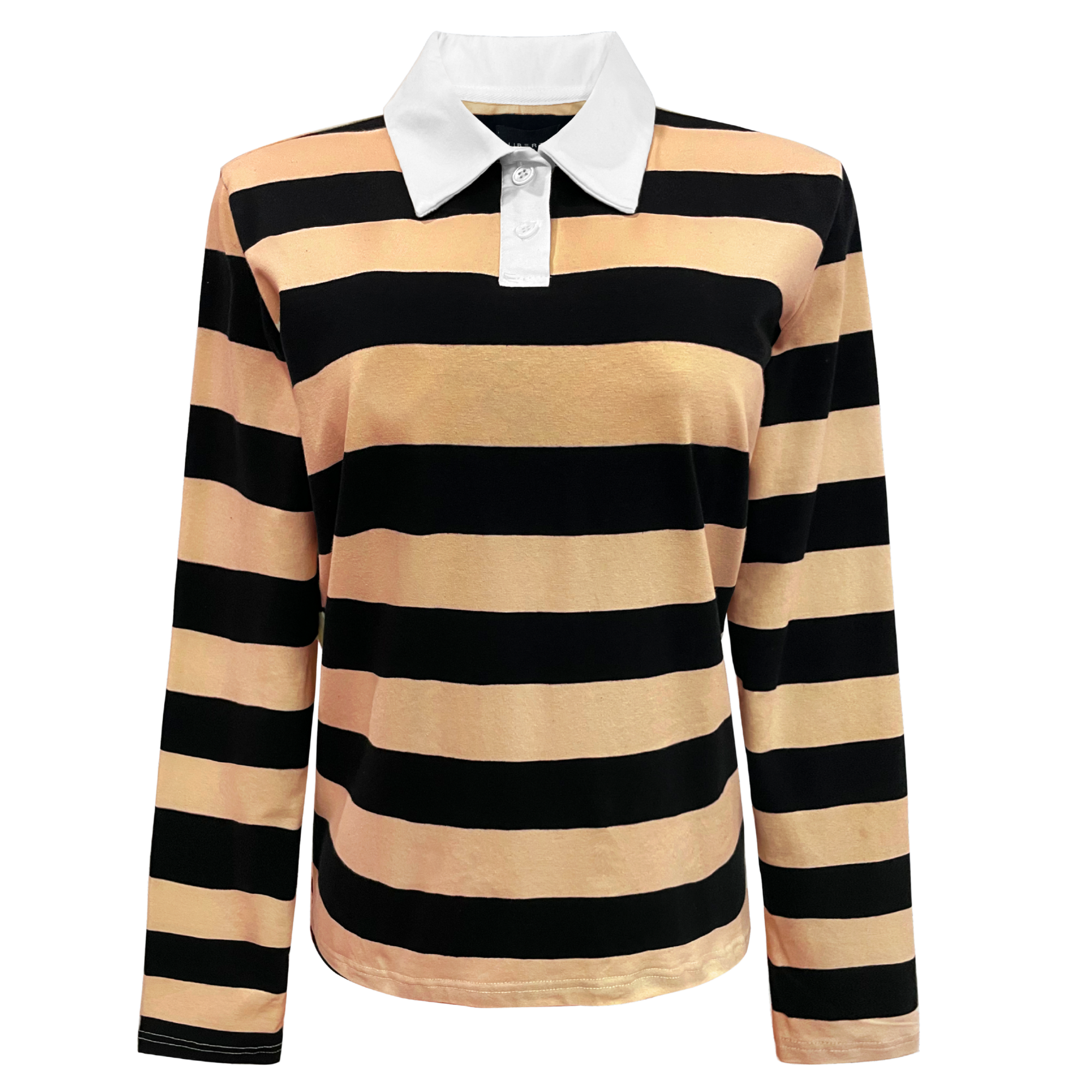 Liberté - Polo LS Shirt, 22145 - Caramel Black Stripe