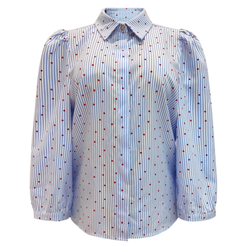 Liberté - Flora SS Blouse, 22181 - Blue Stripe Red Heart