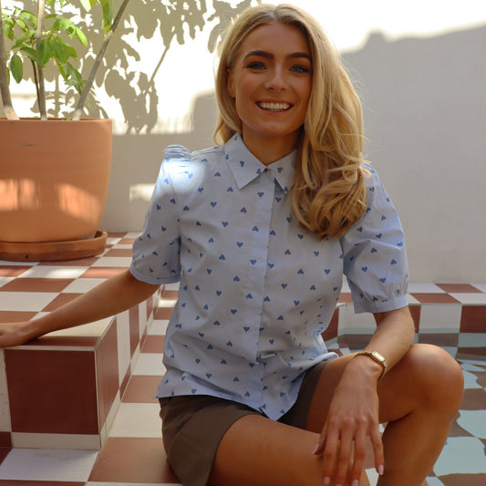 Liberté - Flora SS Blouse, 22181 - Blue Hearts