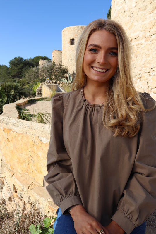Liberté - Pen Pearl Blouse, 22189 - Light Brown