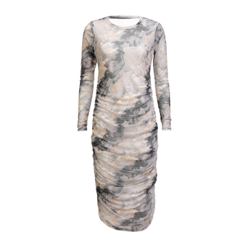 Liberté - Mesh LS Long Dress, 22219 - Black Grey Gold Marble
