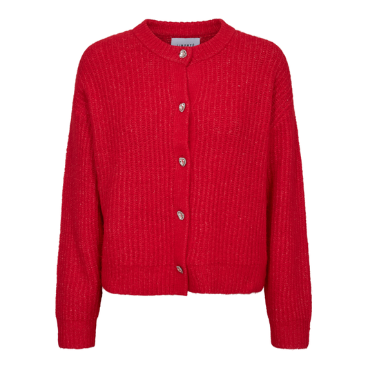 Liberté - Fro O-Neck Cardigan, 22260 - Flamingo Red