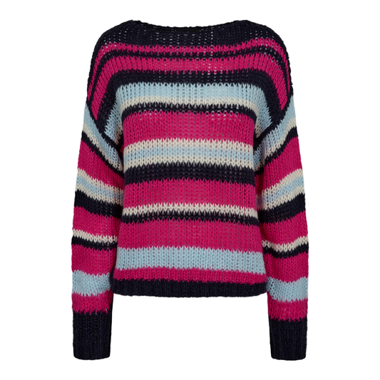 Liberté - Frodine Stripe Pullover, 22261 - Navy Pink Creme Stripe