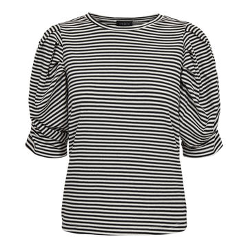 Liberté - Win Puff T-Shirt SS, 22343 - Black Creme Small Stripe