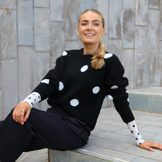 Liberté - Fro Dot Pullover, 22344 - Black White Dot