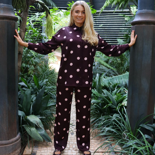 Liberté - Dotti LS Shirt, 22349 - Plum Rose Big Dot