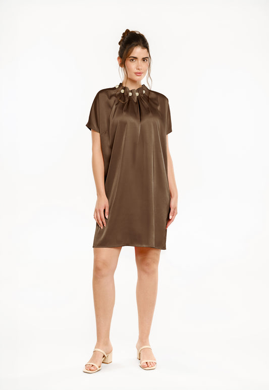 Liberté - Pip SS Pearl Dress, 22455 - Brown