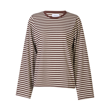 Liberté - Nalia LS Boxy T-shirt, 22473 - Brown Creme Stripe