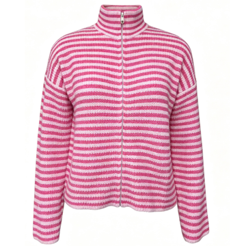 Liberté - Sara LS Zip Cardigan, 22476 - Pink Rose Stripe