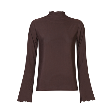 Liberté - Mesh LS Trompet Top, 22486 - Dark Brown