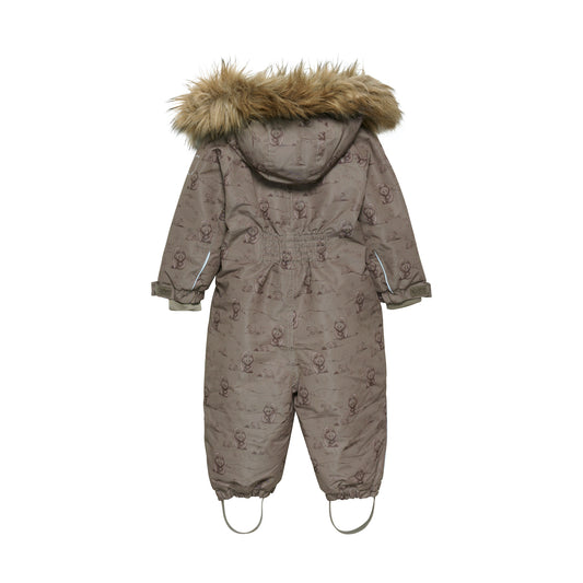 EN FANT - Snowsuit AOP W. Fake Fur, 240142 - Chocolate Chip