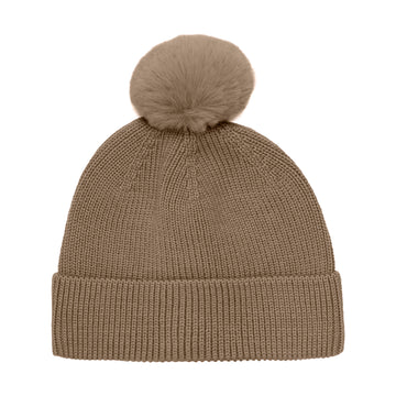 EN FANT - Beenie Merino W. Fake Fur, 240255 - Pine Bark