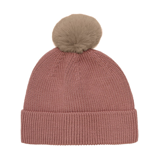 EN FANT - Beenie Merino W. Fake Fur, 240255 - Burlwood