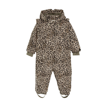 EN FANT - Baby Snowsuit W. Frills, 240310 - Pine Bark Leo