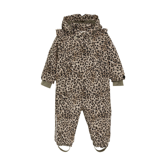 EN FANT - Baby Snowsuit W. Frills, 240310 - Pine Bark Leo