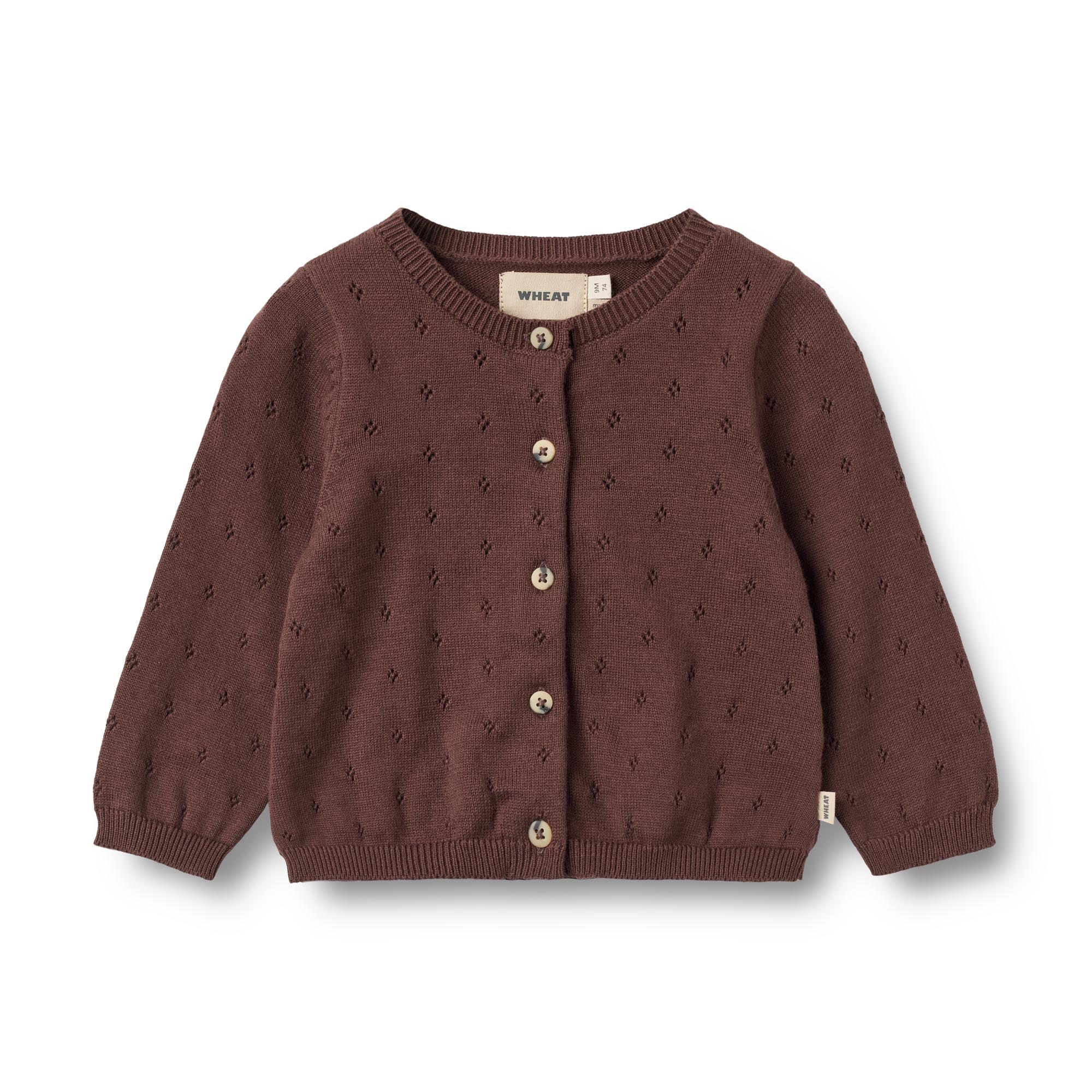 Wheat - Knit Baby Cardigan Maia - Eggplant