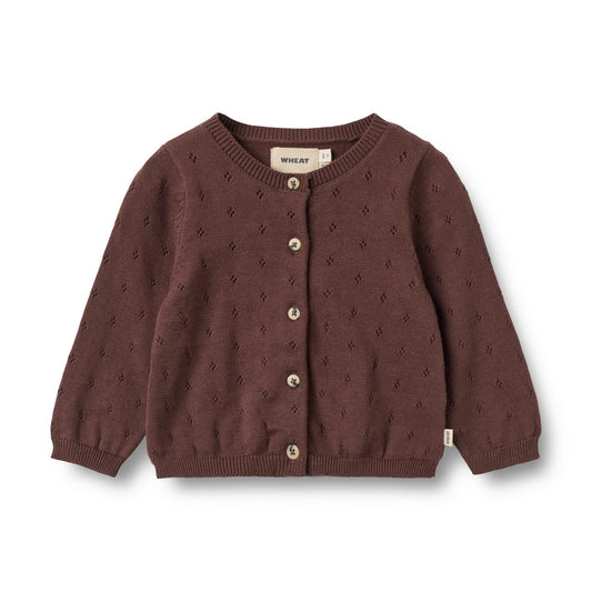 Wheat - Knit Baby Cardigan Maia - Eggplant