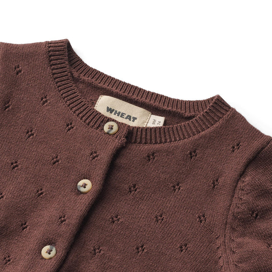 Wheat - Knit Baby Cardigan Maia - Eggplant