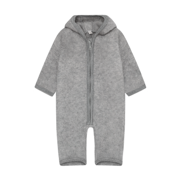 HUTTEliHUT - Pram Suit Ears Wool Fleece, 480989 - Medium Grey Melange