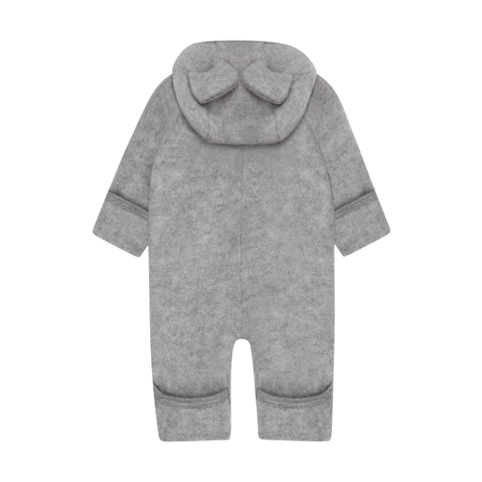 HUTTEliHUT - Pram Suit Ears Wool Fleece, 480989 - Medium Grey Melange