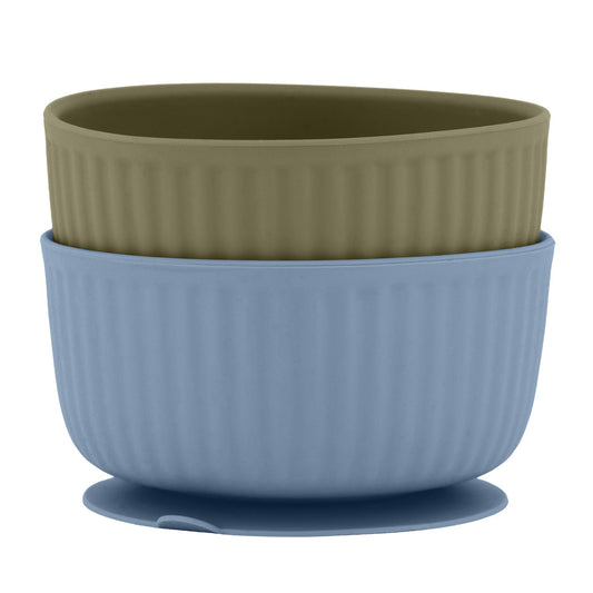 Mikk-Line - 2-Pack Bowl Silicone, 5000 - Faded Denim / Dried Herb