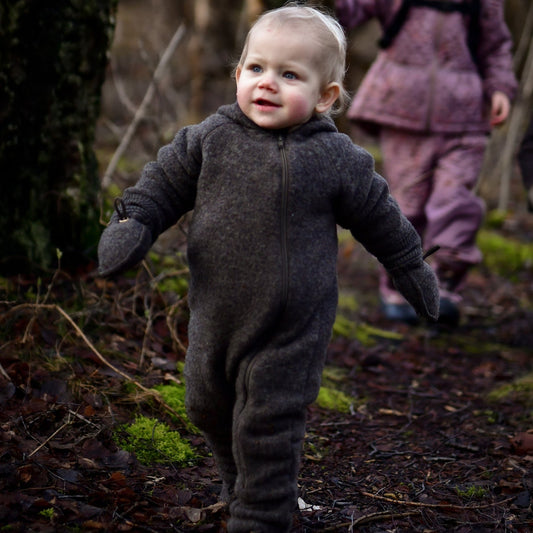 Mikk-Line - Wool Baby Suit, 50005NOOS - Dark Brown Melange