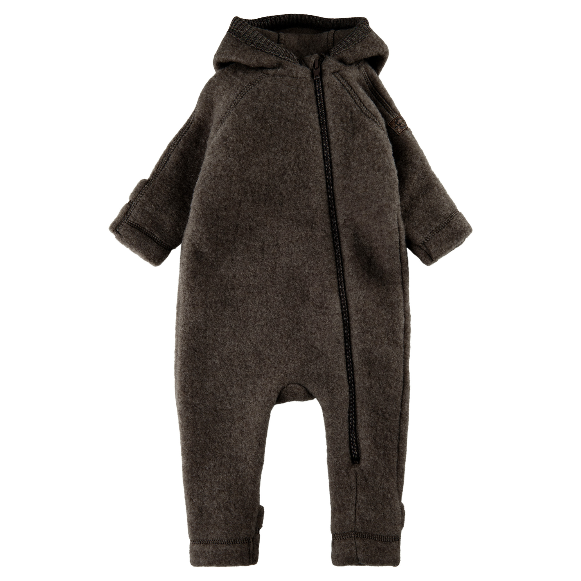 Mikk-Line - Wool Baby Suit w. Ears, 50041 - Dark Brown Melange