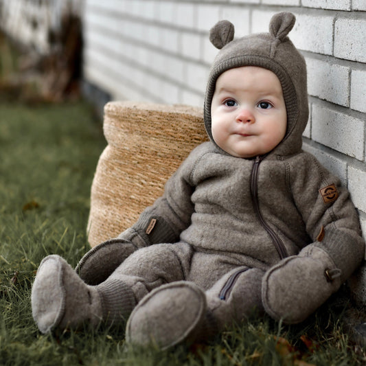 Mikk-Line - Wool Baby Suit w. Ears, 50041 - Melange Denver