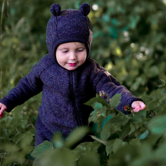 Mikk-Line - Wool Baby Suit w. Ears, 50041 - Dark Brown Melange