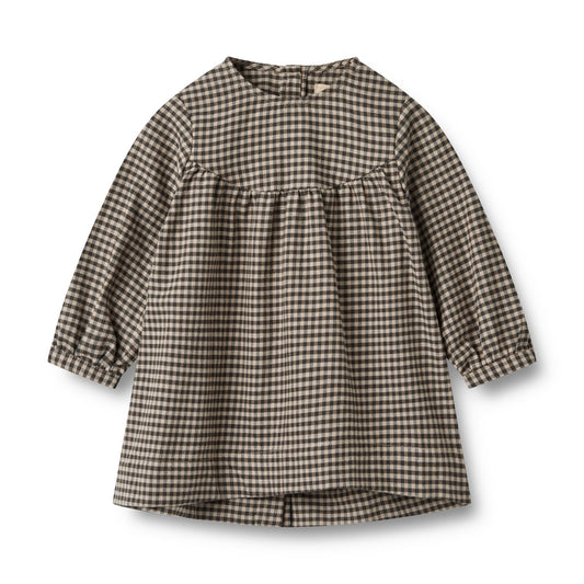 Wheat - Baby Dress LS Fenja - Raven Check