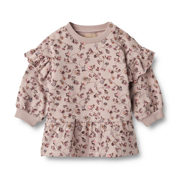 Wheat - Baby Sweat Dress LS Annika - Dry Rose Flower Vine