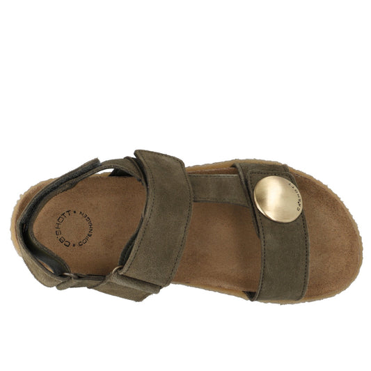Cashott Copenhagen - DAGMAR Velcro Sandal Suede - Olive