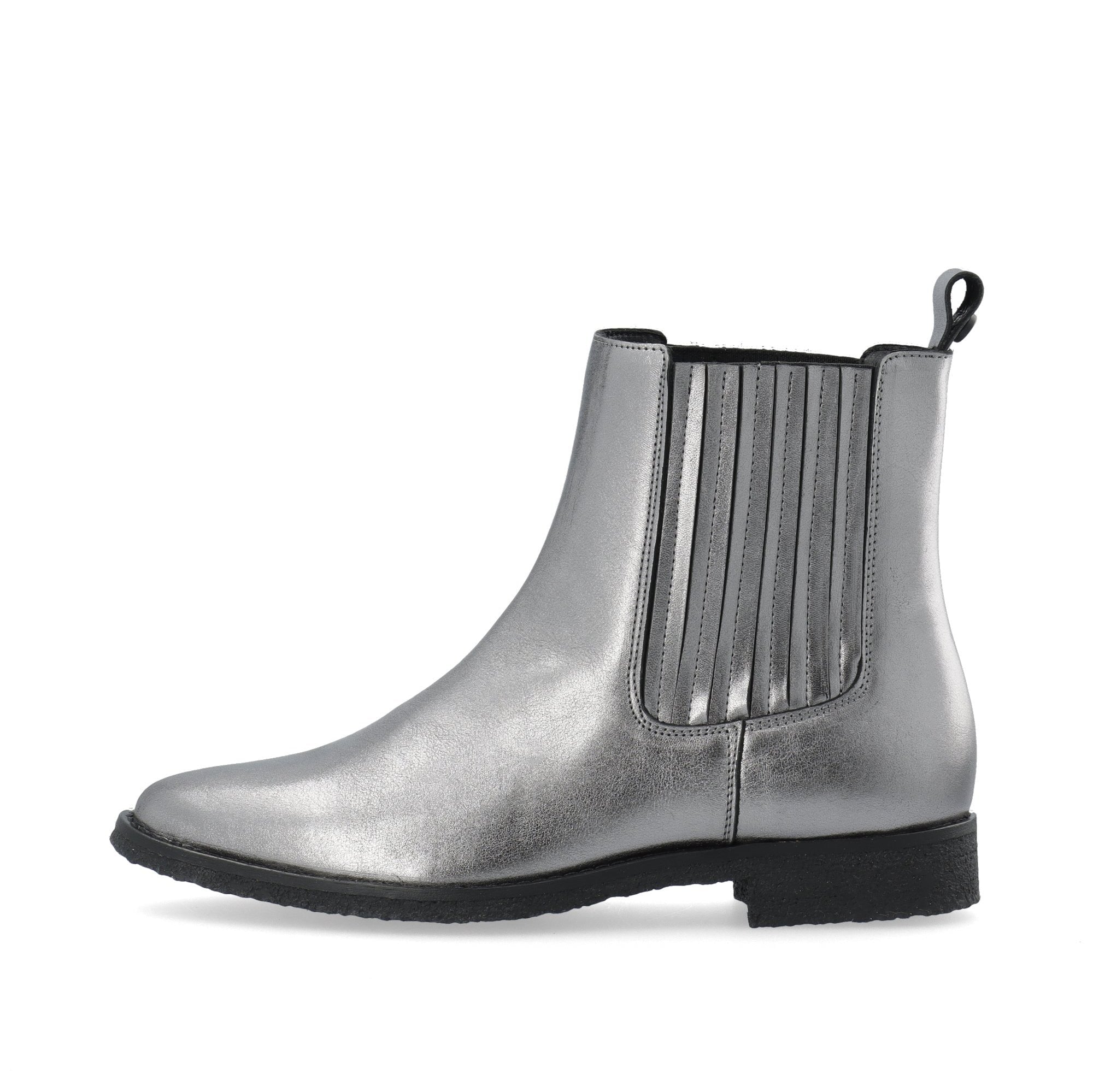 Cashott Copenhagen - AGNES Chelsea Boot Metallic Leather - Grey Metallic