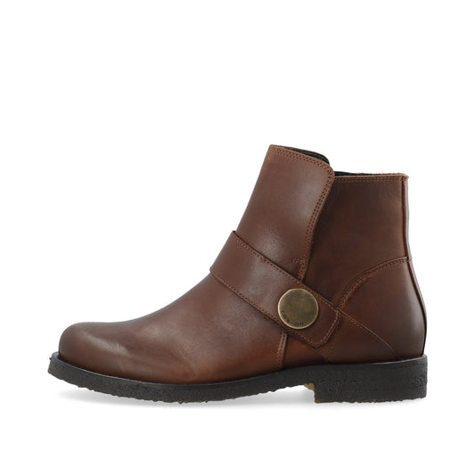 Cashott Copenhagen - FREJA Low Biker Boot Pull Up Leather - Cognac