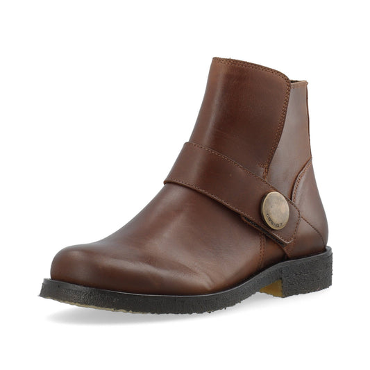 Cashott Copenhagen - FREJA Low Biker Boot Pull Up Leather - Cognac