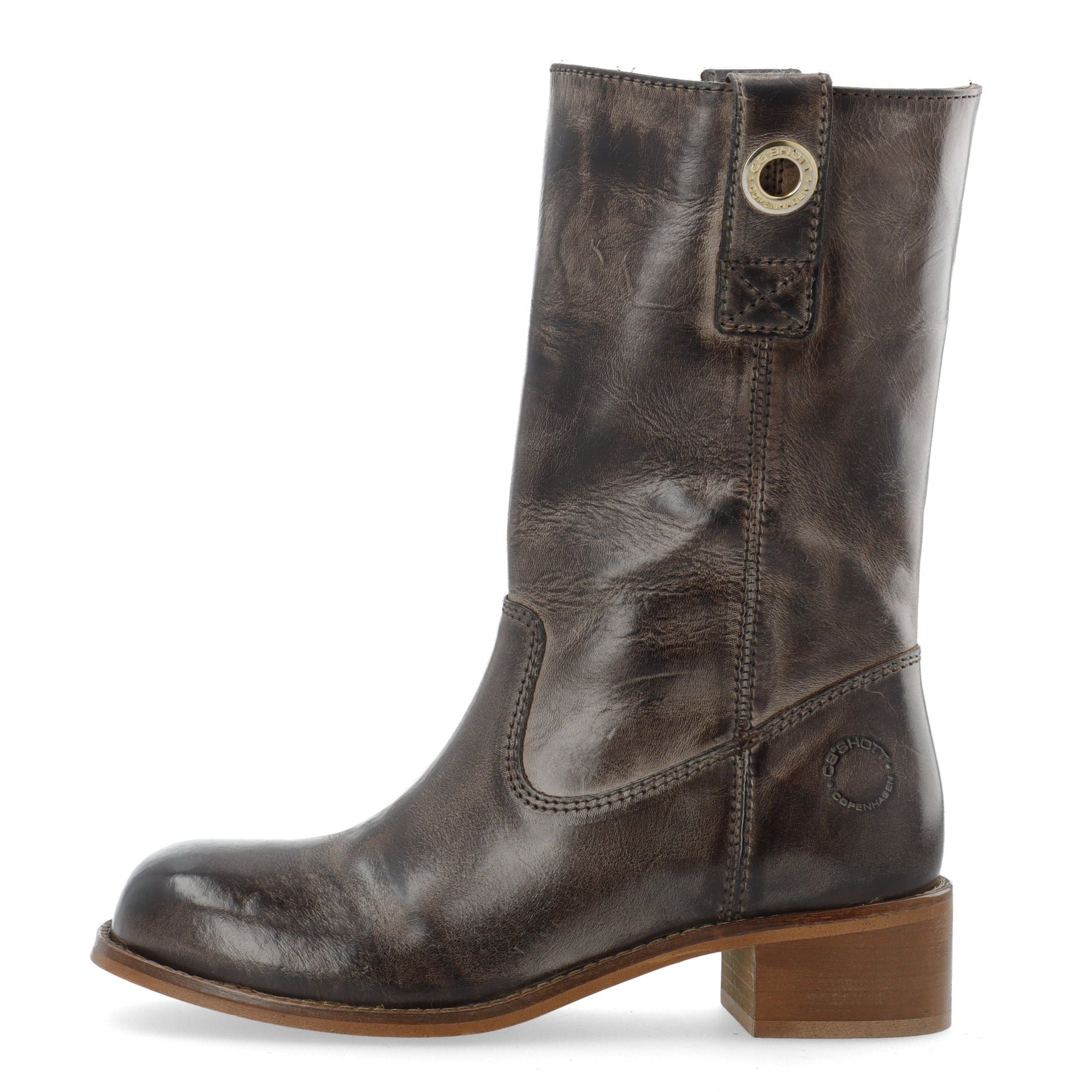 Cashott Copenhagen - VILMA Pull On Mid Cut Boot Waxy Leather - Coffee