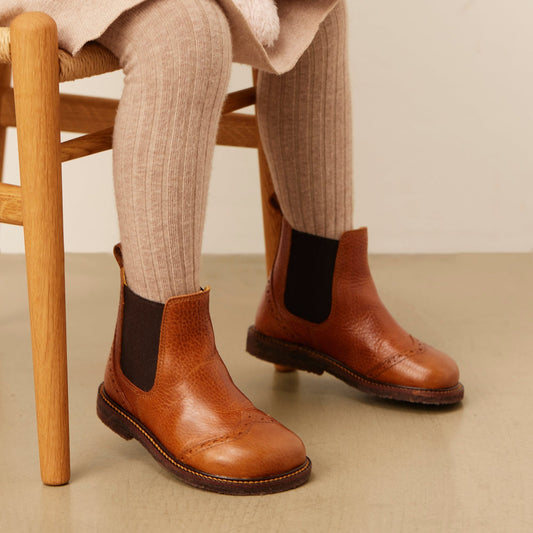 Angulus - Chelsea Støvle M. Brogue, 6185 - Cognac / Brown