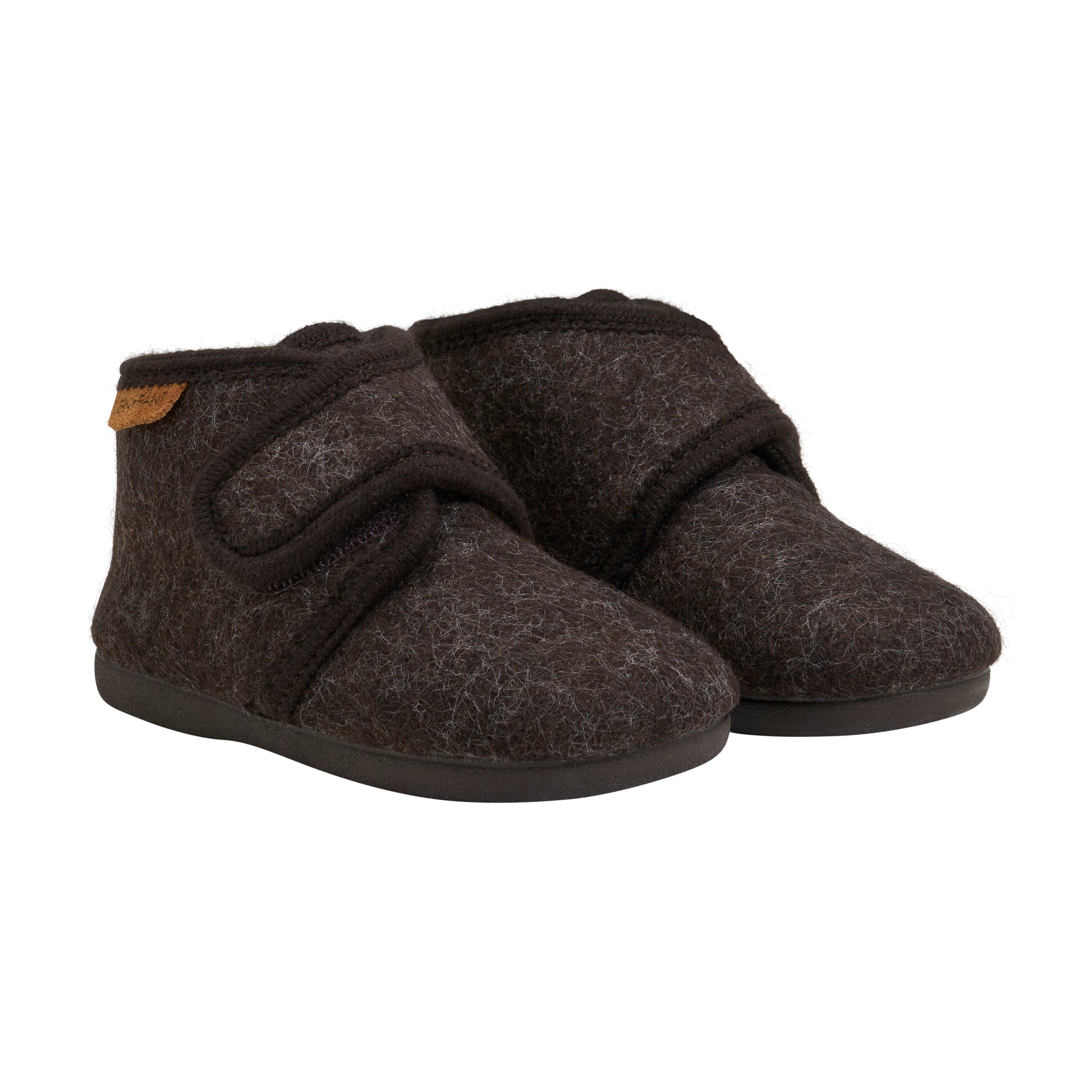 EN FANT - Slippers Wool Velcro, 6474 - Chocolate Melange